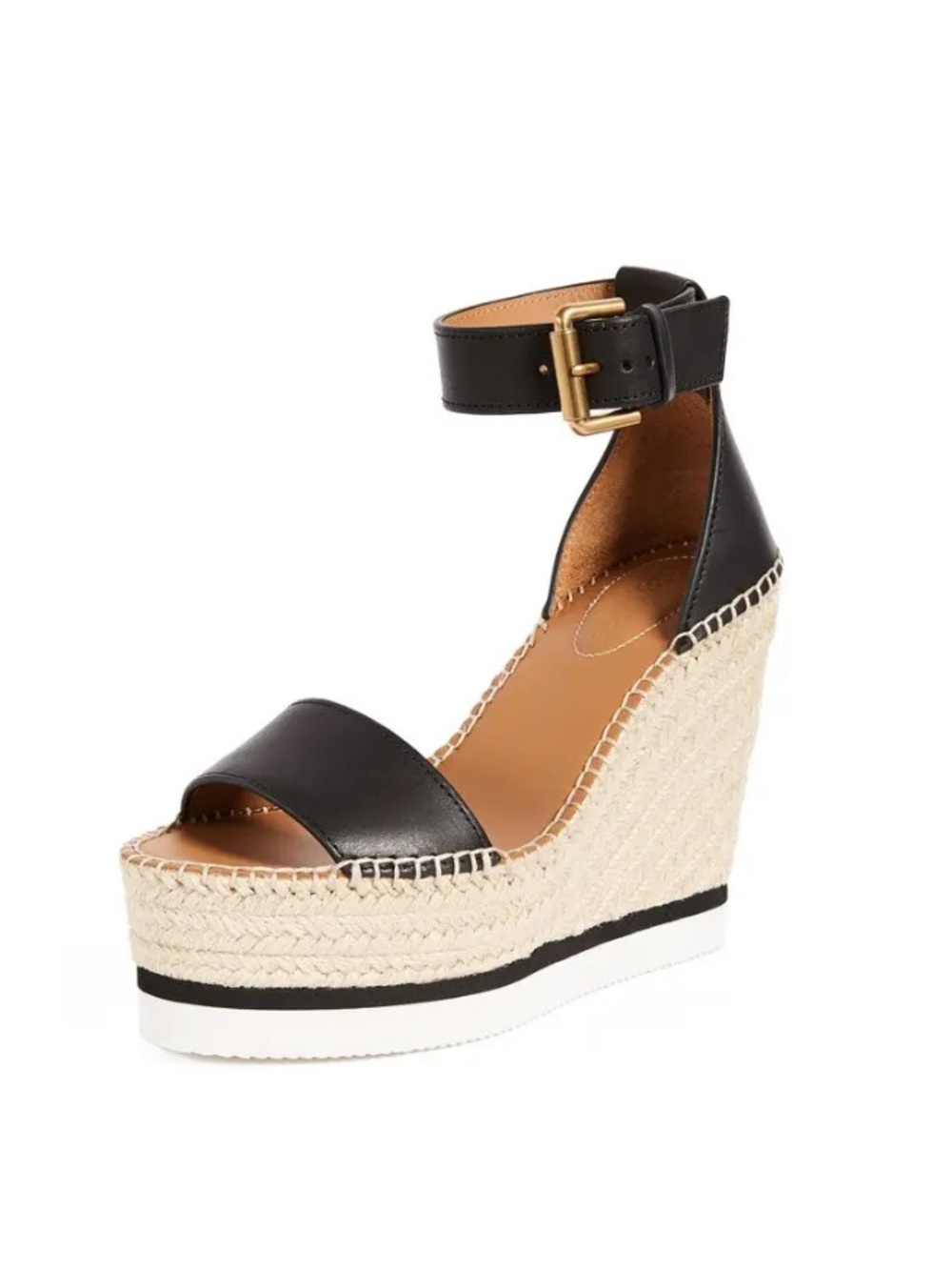 See By Chloe Glyn Leather Espadrille Wedge